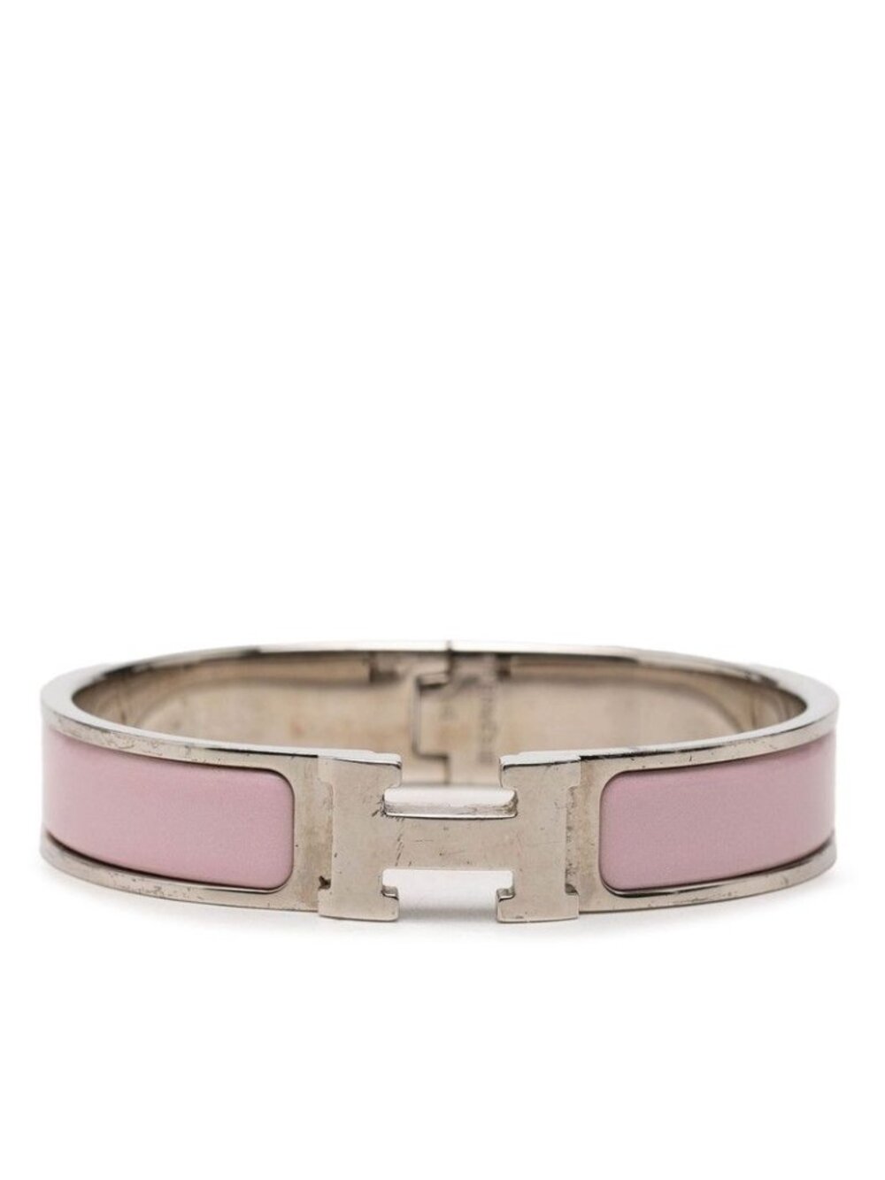 Hermes Click PM Bracelet Silver Pink Metal Enamel